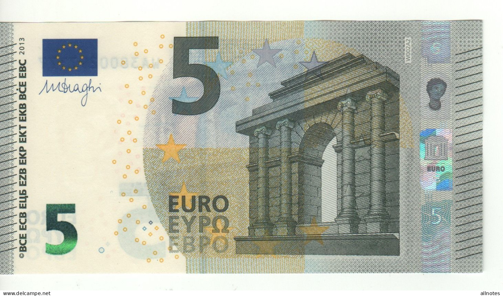 5 EURO  "Germany "  DRAGHI    W 002 A2       WA3800297377  /  FDS - UNC - 5 Euro