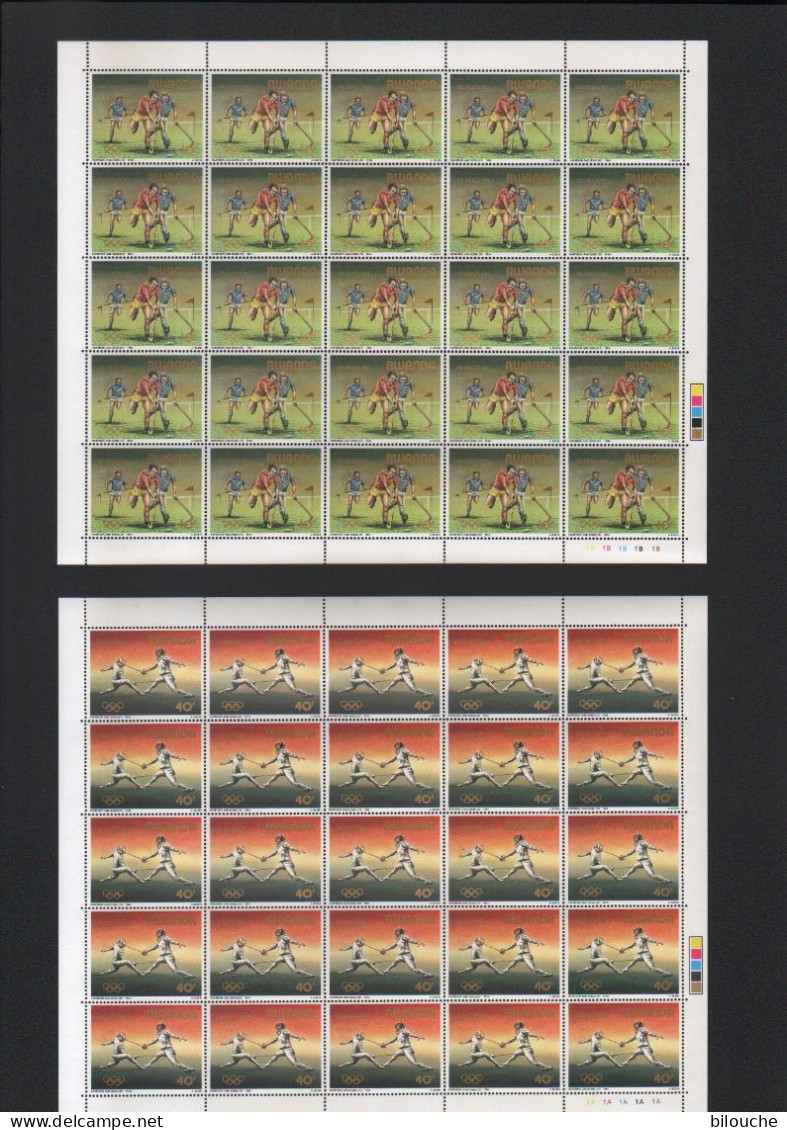 BUZIN / RWANDA 1984 / JEUX OLYMPIQUES DE LOS ANGELES / SERIE COMPLETE DE 8 FEUILLES IMPECCABLES / COB 1210-1217 - Ungebraucht