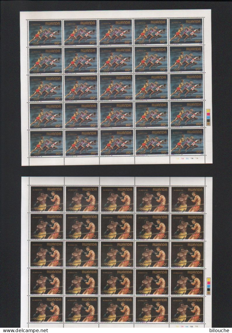 BUZIN / RWANDA 1984 / JEUX OLYMPIQUES DE LOS ANGELES / SERIE COMPLETE DE 8 FEUILLES IMPECCABLES / COB 1210-1217 - Nuovi