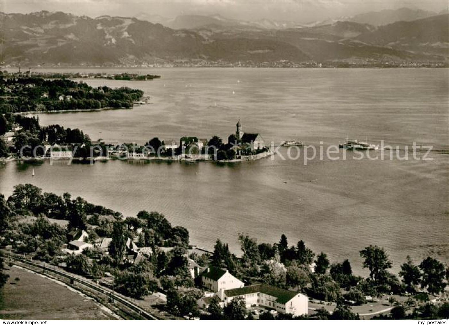 73164052 Wasserburg Bodensee Fliegeraufnahme Kirche Schiff Wasserburg - Wasserburg (Bodensee)