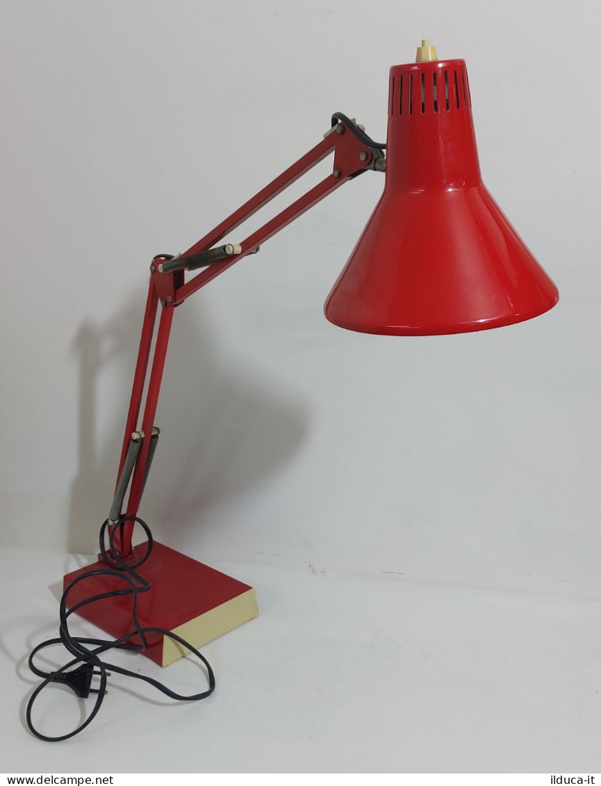 61193 Lampada Da Tavolo Vintage Anni 70 - Targetti Twist T1 - Rosso - Luminarie E Lampadari