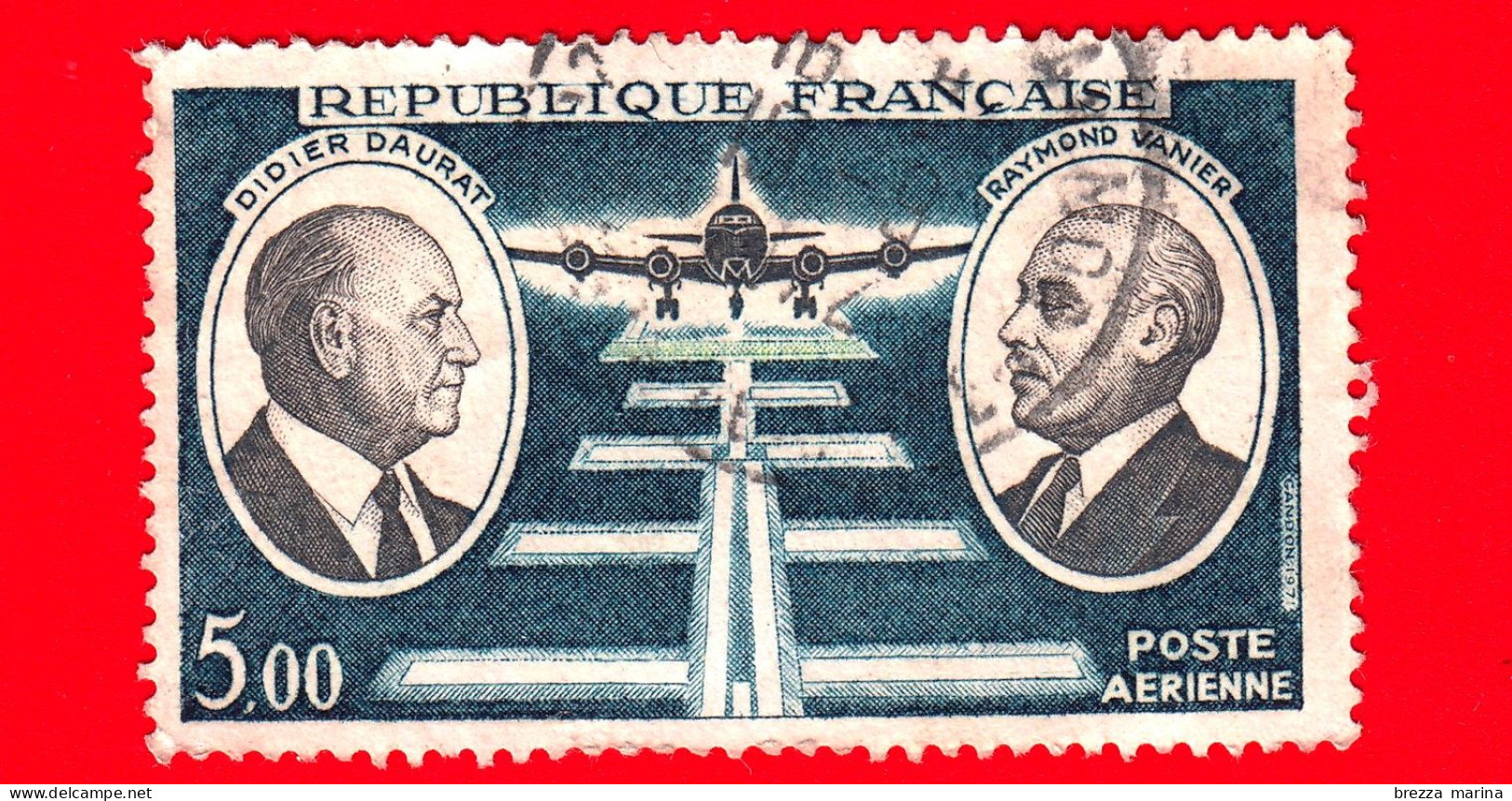 FRANCIA - Usato - 1971 - Aviazione - Didier Daurat E Raymond Vanier - 5.00 P Aerea - 1960-.... Used