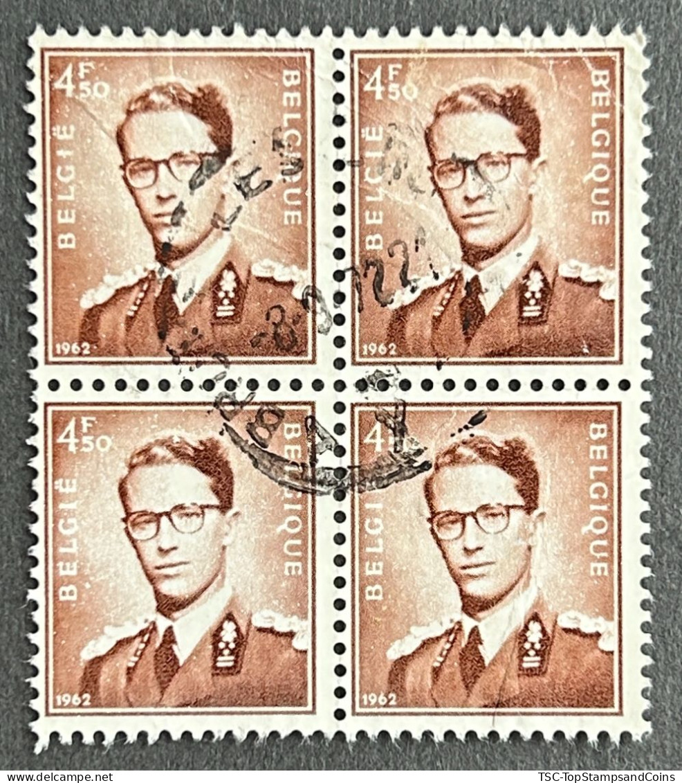 BEL1068UAx4BS - King Baudouin - Block Of 4 X 4.50 F Used Stamps - Belgium - 1962 - 1953-1972 Anteojos
