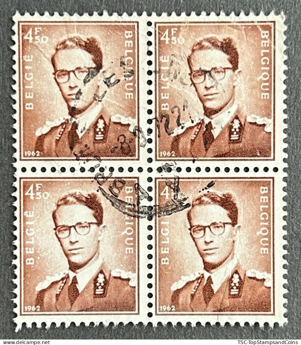 BEL1068UAx4BS - King Baudouin - Block Of 4 X 4.50 F Used Stamps - Belgium - 1962 - 1953-1972 Bril