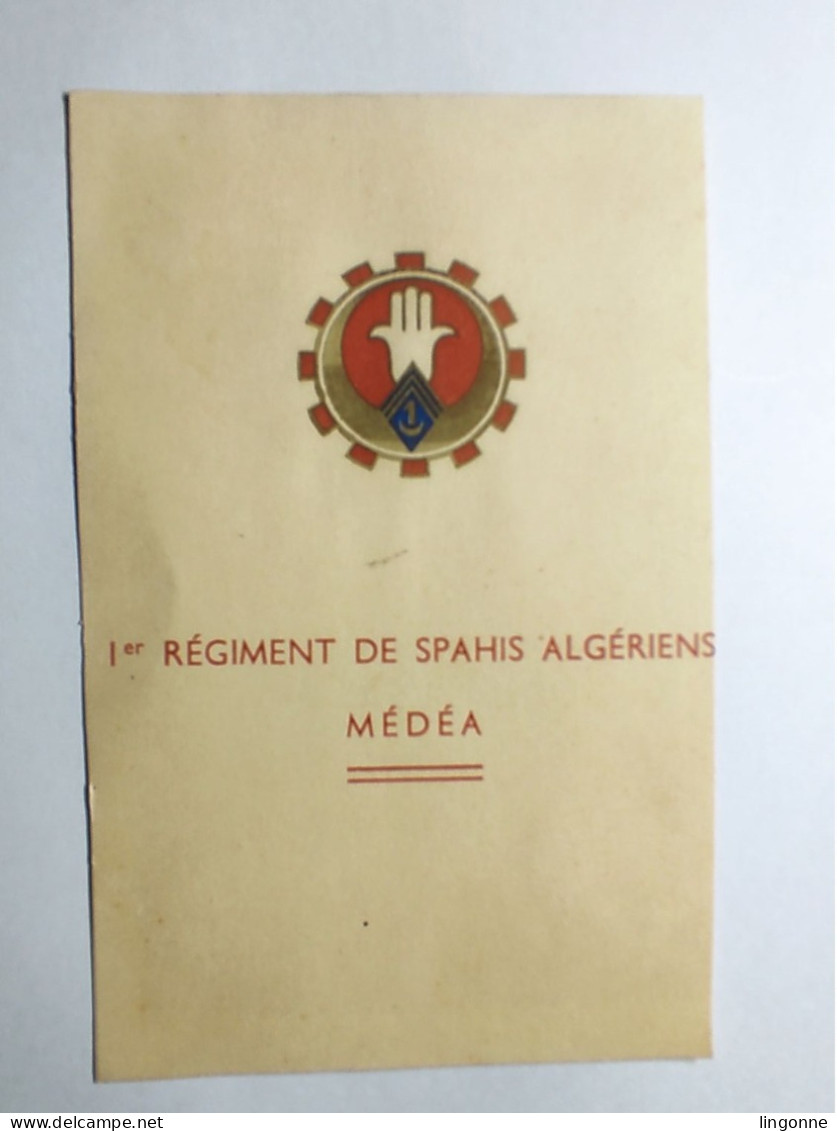 1er Régiment De SPAHIS ALGERIENS Médéa  8,5 X 13 Cm Env - Documenti