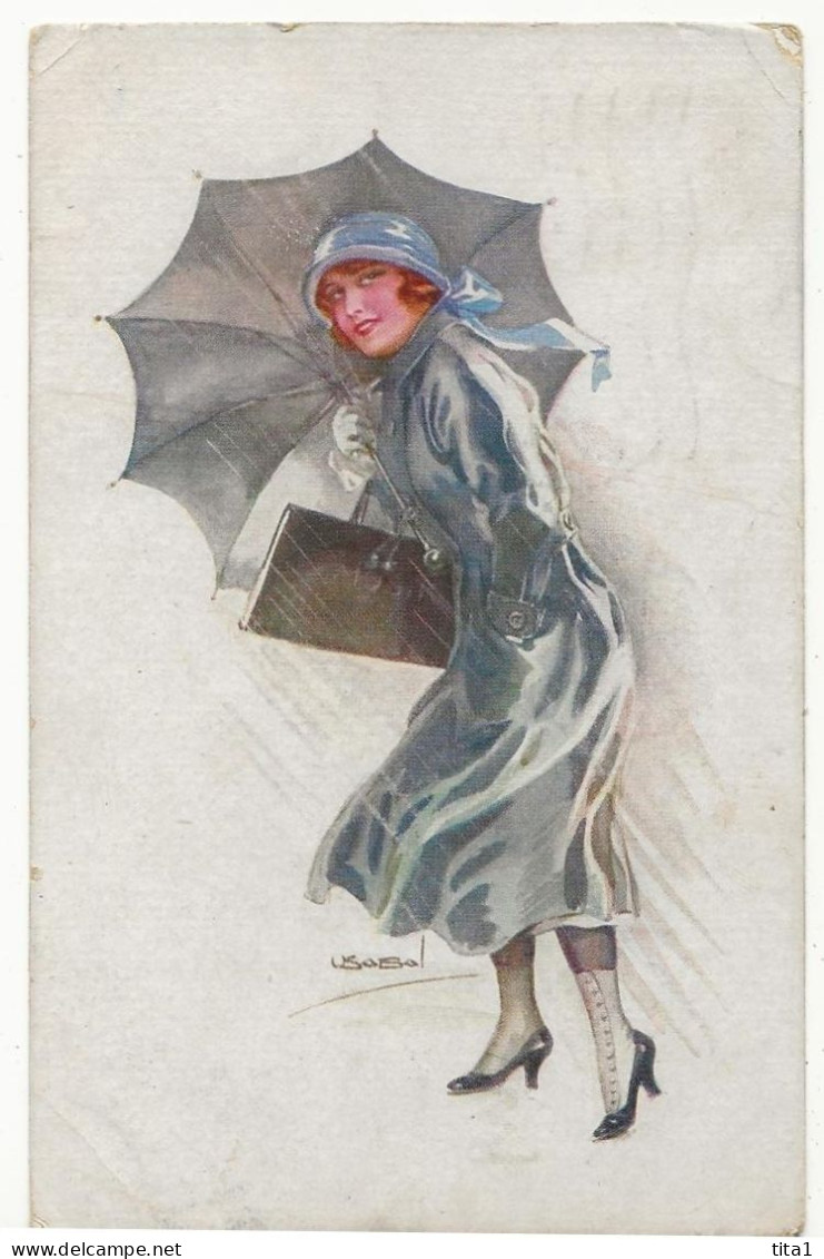 1315 - Jeune Dame Sous Un Parapluie " Usabal" - Usabal