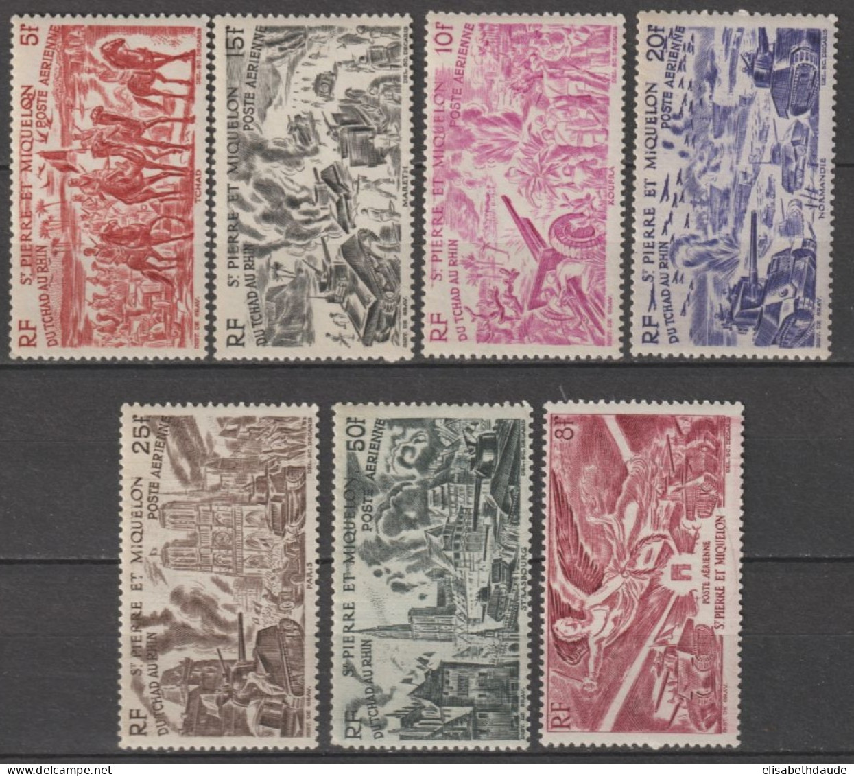 SPM - 1946 - ANNEE COMPLETE YVERT POSTE AERIENNE N°11/17 * MLH - COTE = 21.5 EUR. - Volledig Jaar