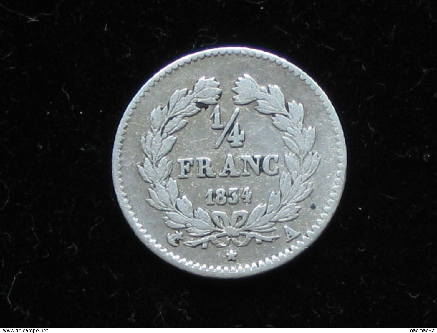 Peu Courant -  25 Centimes Ou 1/4 Franc 1834 A - LOUIS PHILIPPE I  **** EN ACHAT IMMEDIAT **** - 1/4 Franc