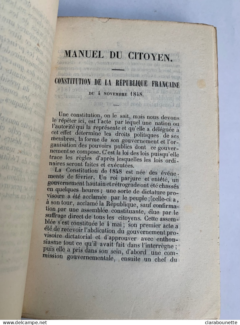 M. Ludovic De Marsay, Manuel Du Citoyen, Paris, Joubert, Librairie De La Cour De Cassation, 1850, 352p. - 1701-1800