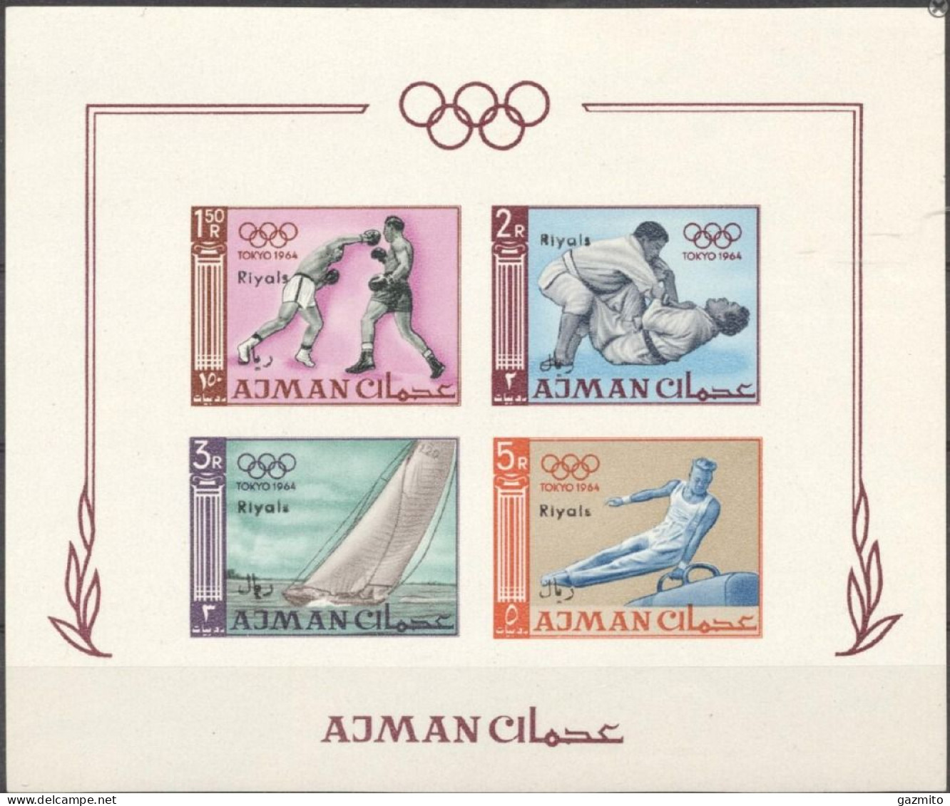 Ajman 1967, Olympic Games In Tokio, Judo, Boxing, Shipping, Gymnastic, 4val In BF IMPERFORATED - Pugilato