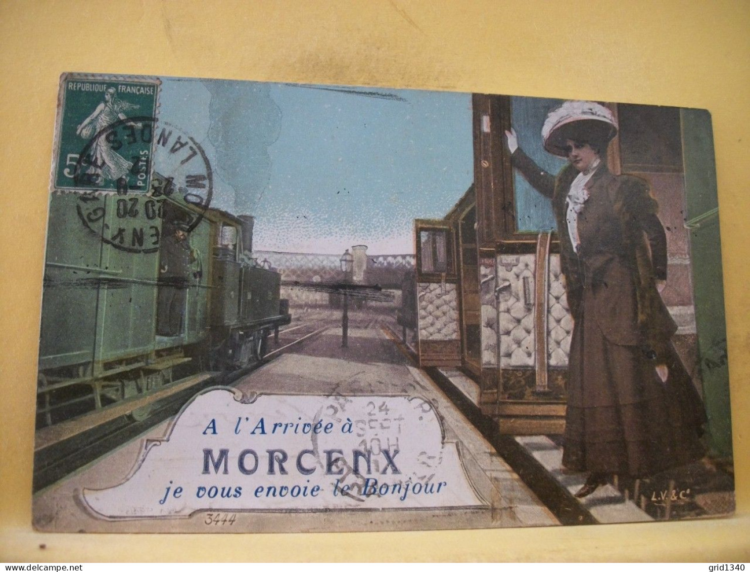 40 2471 CPA 1912 - 40 A L'ARRIVEE A MORCENX JE VOUS ENVOIE LE BONJOUR - ANIMATION - Morcenx