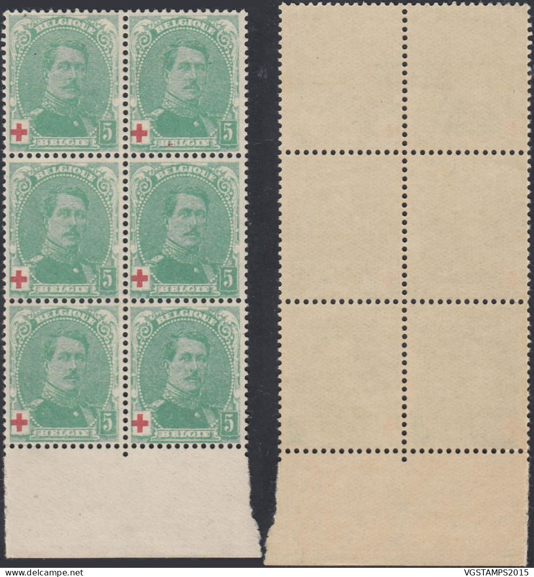 Belgique 1914 - Timbres Neufs. COB Nr.: 129 A. Bloc De 6. Avec Curiosité................................ (EB) AR-02047 - 1914-1915 Croix-Rouge