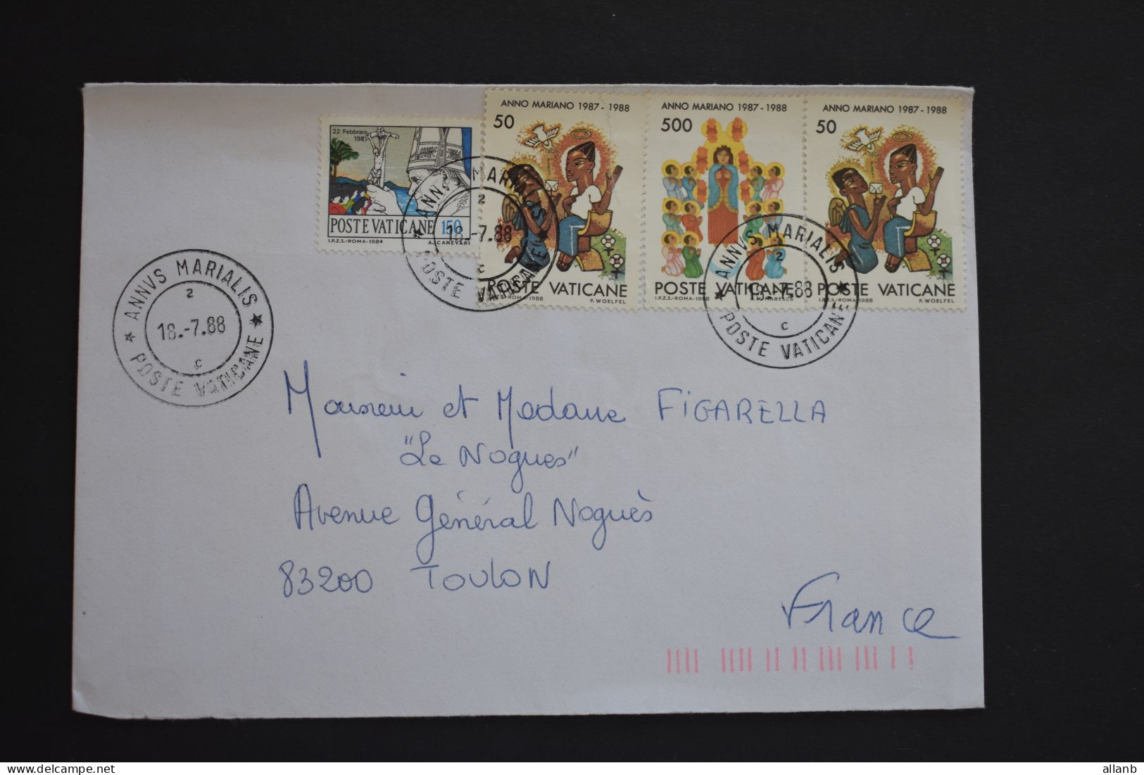 Vatican - 1988 Jean Paul II N° 757 - Année Mariale N° 831 Et 833 Sur Lettre Du 18 Juillet 1988 - Storia Postale