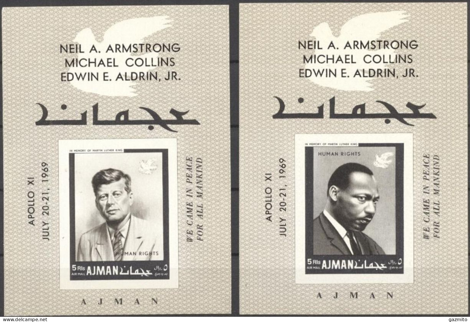 Ajman 1969, Kennedy, M. L. King, 2Blocks IMPERFORATED - Kennedy (John F.)