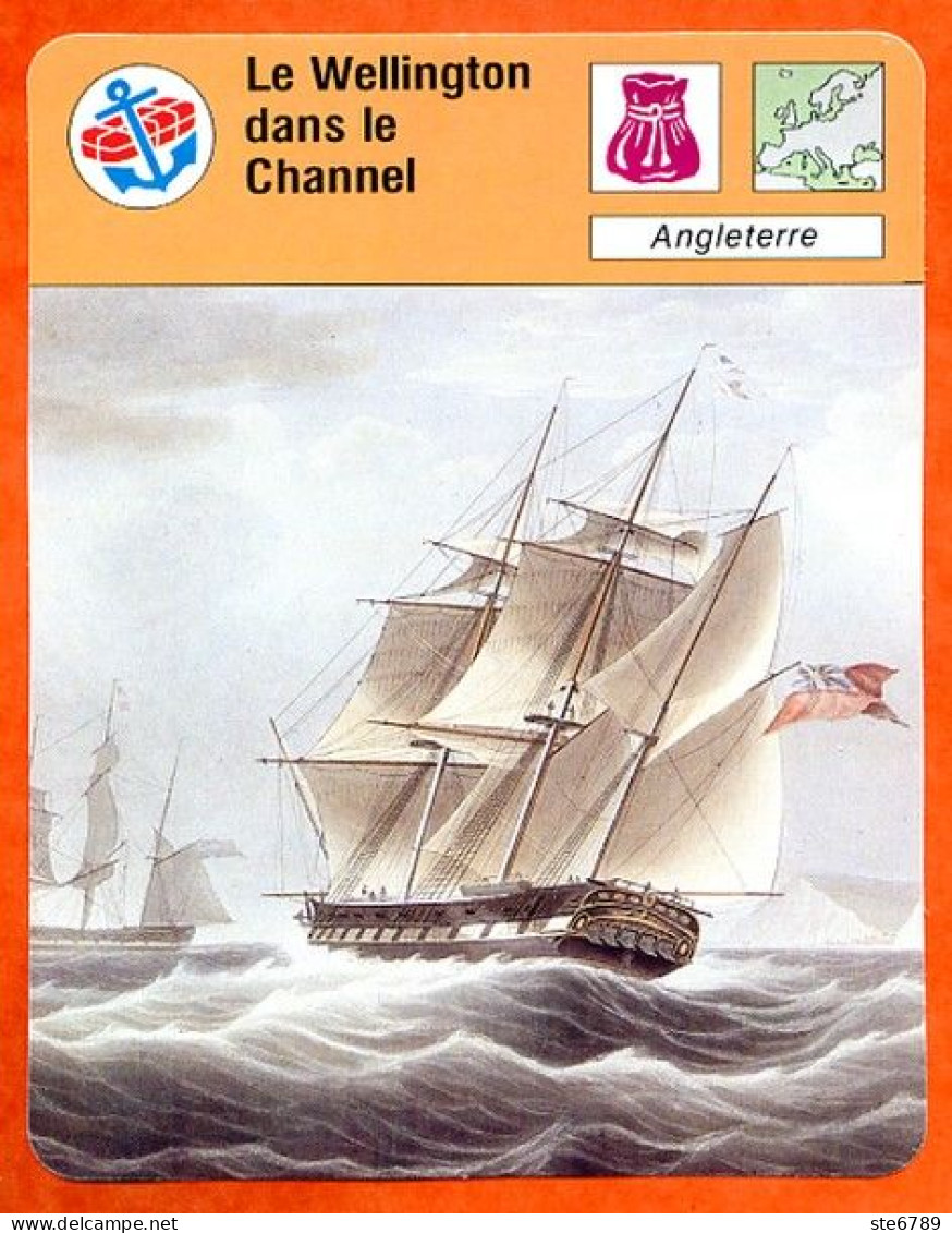 Le Wellington Dans Le Channel Angleterre Bateau Voilier Fiche Illustrée Cousteau  N° 2070 - Bateaux