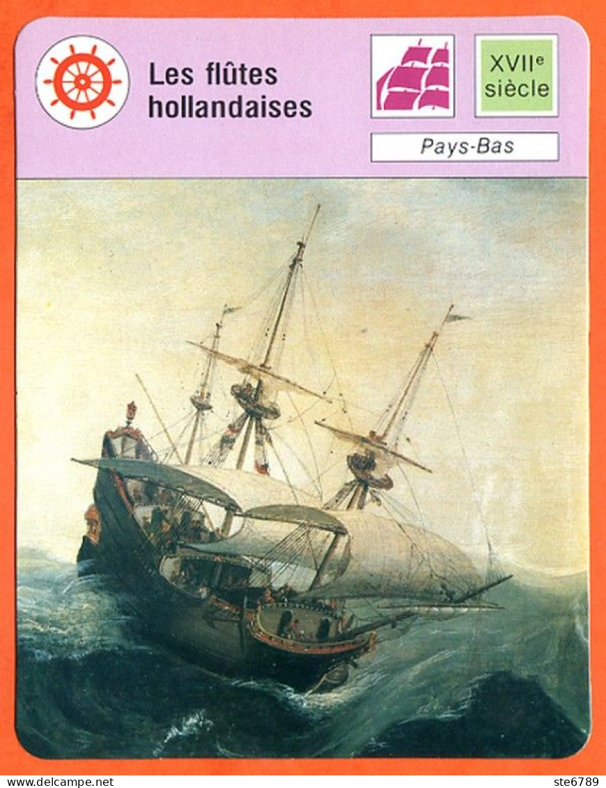 Les Flutes Hollandaises Pays Bas  Bateaux Fiche Illustrée Cousteau  N° 1058 - Boats