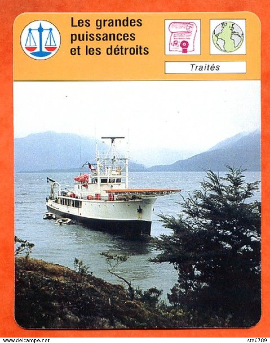 Les Grandes Puissances Et Les Détroits Calypso Détroit Magellan Traités Fiche Illustrée Cousteau  N° 1970 - Barcos