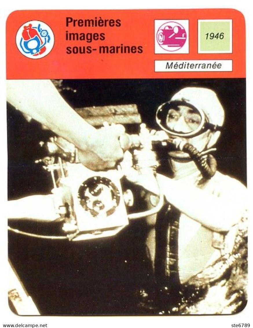 Premieres Images Sous Marines Plongée Fiche Illustrée Cousteau N° 1209 - Sport