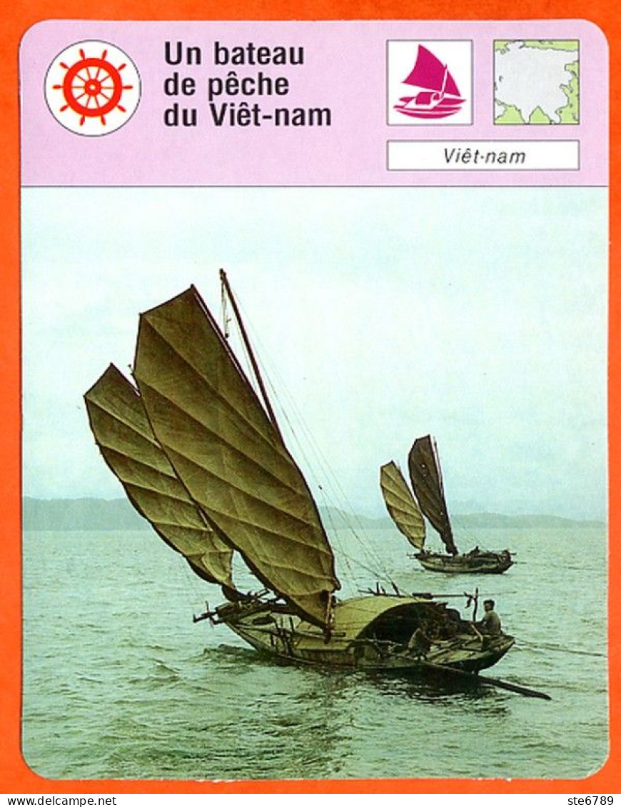 Un Bateau De Peche Du Viet Nam  Bateaux Fiche Illustrée Cousteau  N° 2751 - Boats