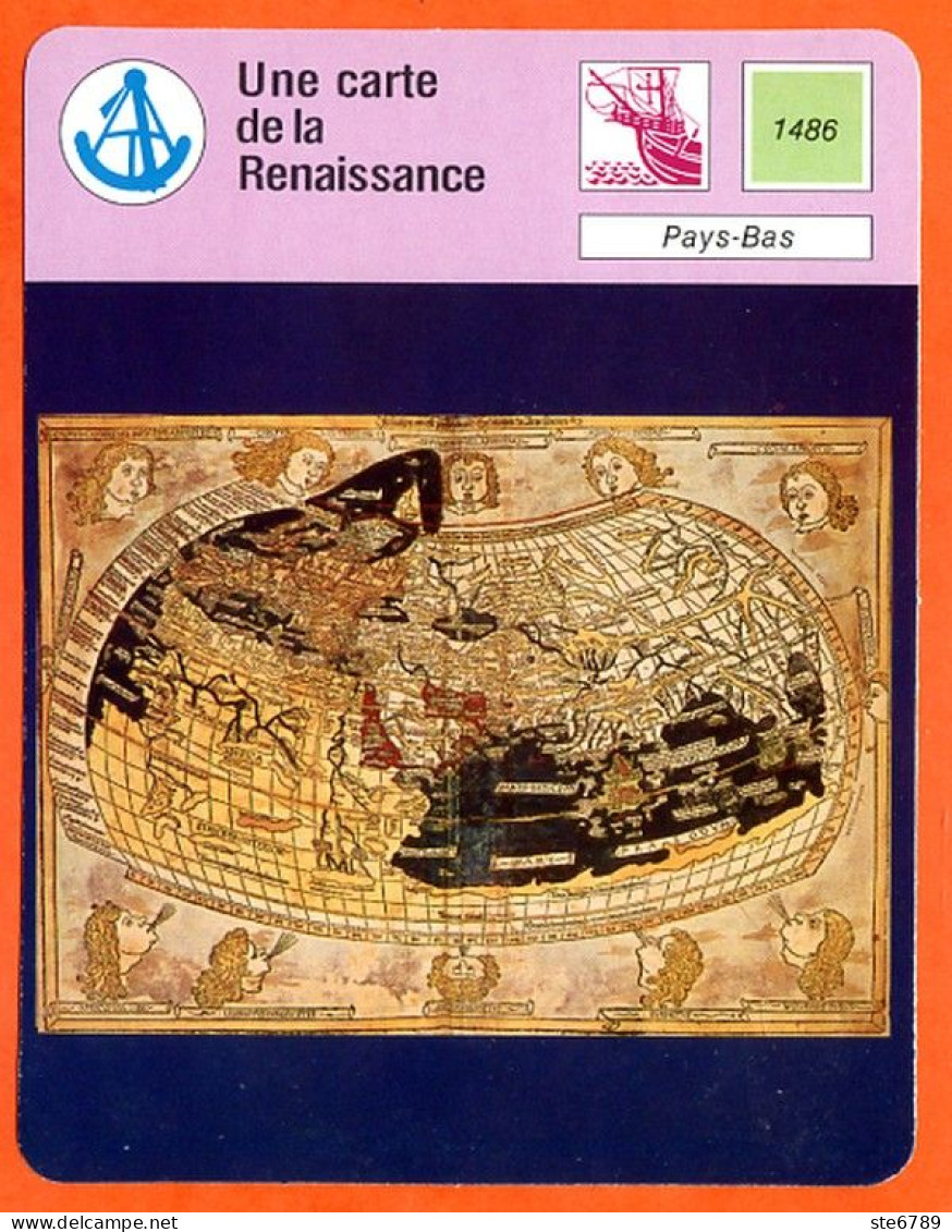 Une Carte De La Renaissance Pays Bas  Explorations Et Découvertes Fiche Illustrée Cousteau N° 2757 - Schiffe