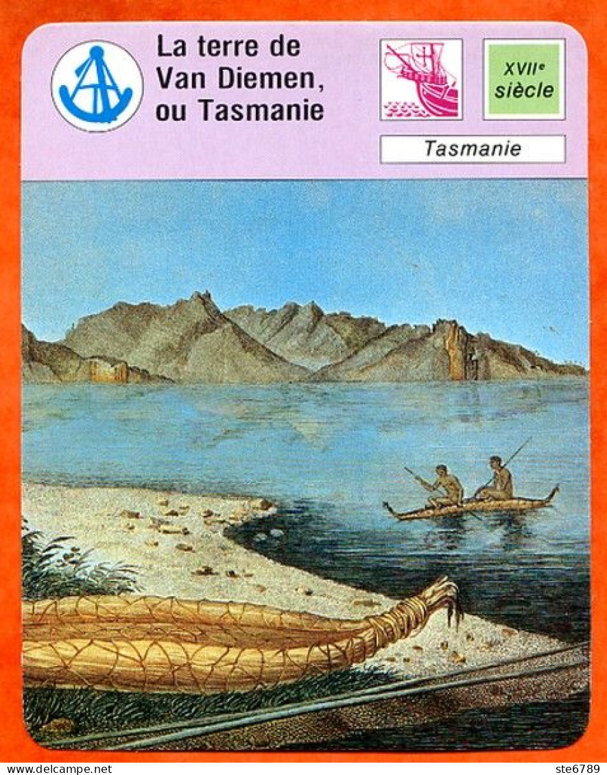 La Terre De Van Diemen Ou Tasmanie  Explorations Et Découvertes Fiche Illustrée Cousteau  N° 1538 - Schiffe