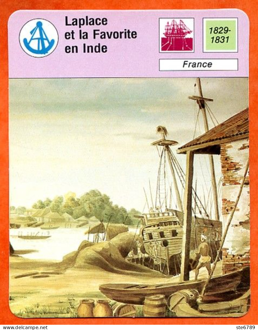 Laplace Et La Favorite En Inde France Explorations Et Découvertes Fiche Illustrée Cousteau  N° 1356 - Schiffe