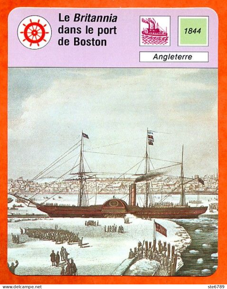 Le Britannia Dans Le Port De Boston Angleterre Bateau Histoire Des Bateaux Fiche Illustrée Cousteau N° 1350 - Boats
