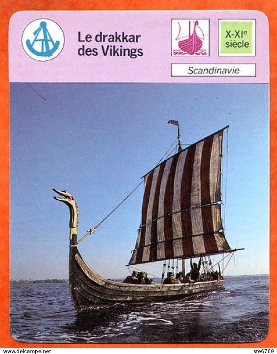 Le Drakkar Des Vikings Scandinavie  Explorations Et Découvertes Fiche Illustrée Cousteau  N° 42 - Barche