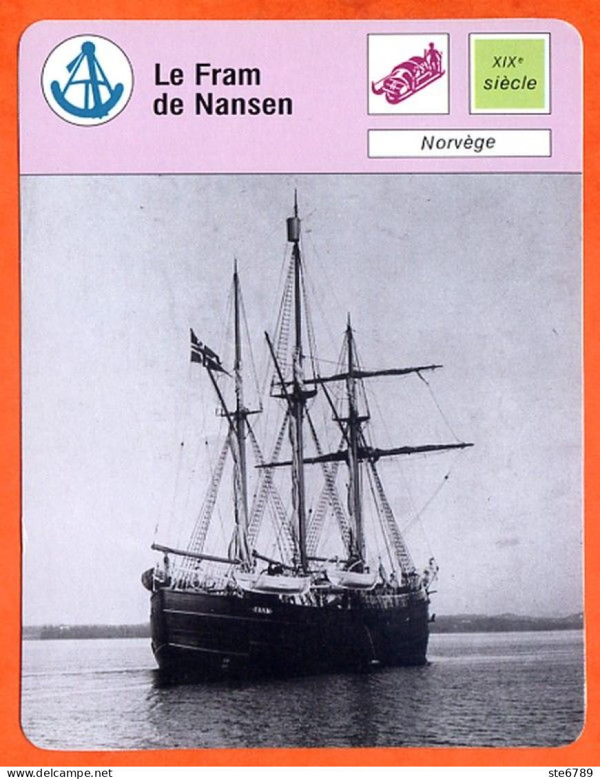 Le Fram De Nansen Norvège  Bateau Explorations Et Découvertes Fiche Illustrée Cousteau N° 3255 - Boats