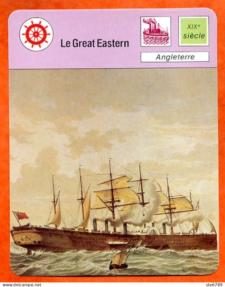 Le Great Eastern Angleterre Bateau Histoire Des Bateaux Fiche Illustrée Cousteau  N° 1459 - Schiffe