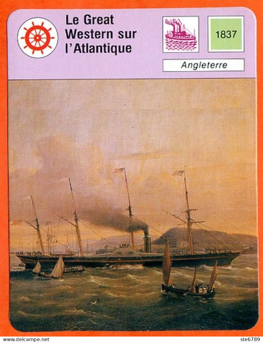 Le Great Western Sur L Atlantique  Bateaux Fiche Illustrée Cousteau  N° 1053 - Schiffe