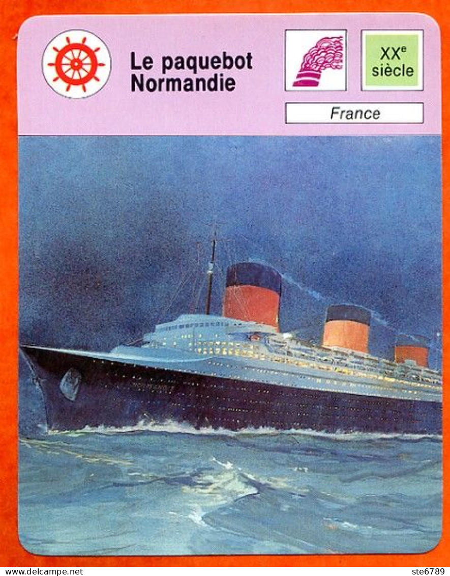 Le Paquebot Normandie France Bateau   Histoire Des Bateaux Fiche Illustrée Cousteau  N° 47 - Schiffe