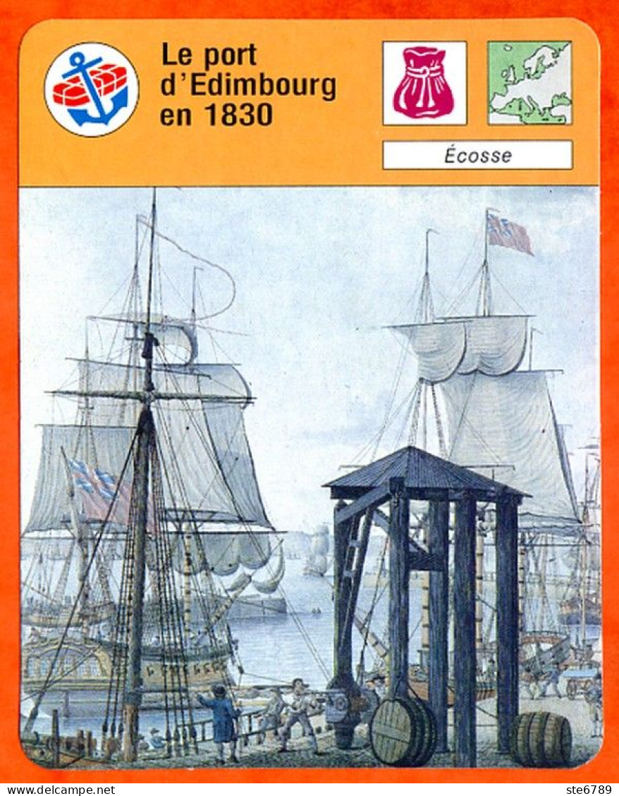 Le Port D'Edimbourg En 1830 Ecosse  Bateaux Fiche Illustrée Cousteau  N° 2769 - Bateaux