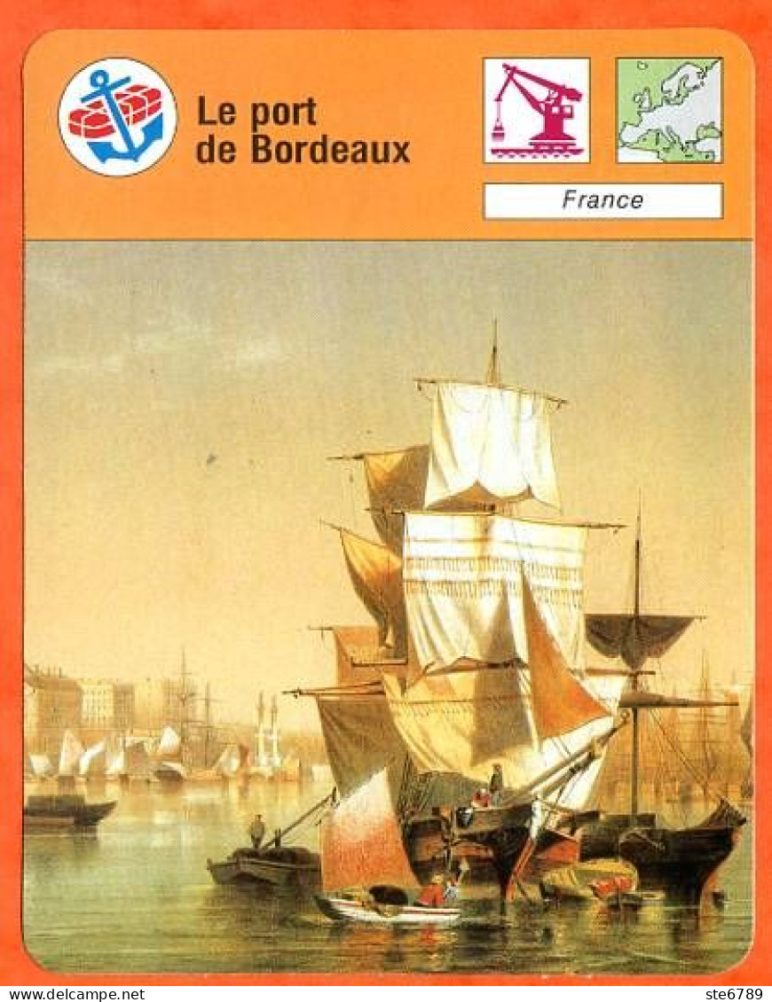 Le Port De Bordeaux France Bateaux Fiche Illustrée Cousteau  N° 3063 - Barcos