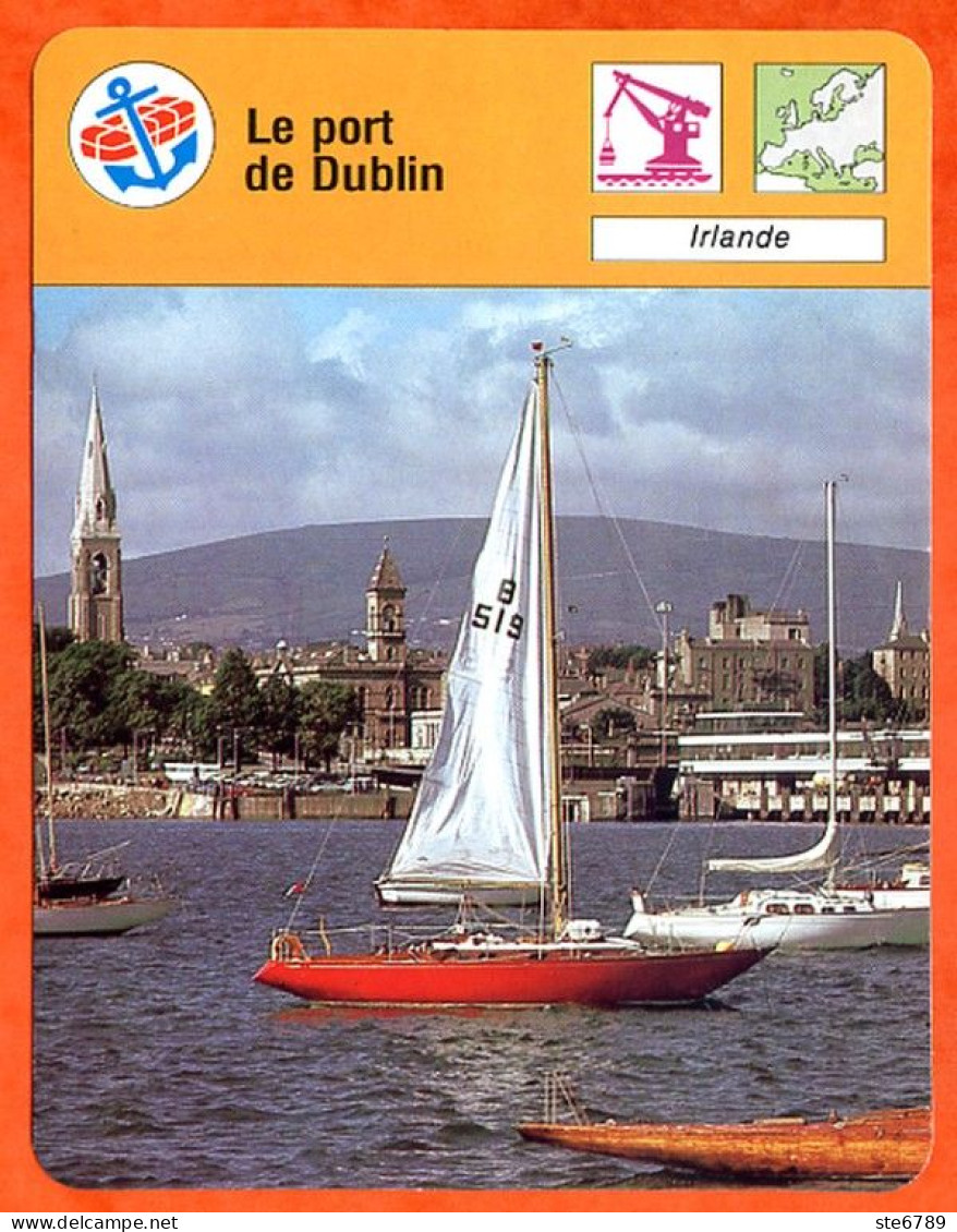 Le Port De Dublin Irlande  Bateaux Fiche Illustrée Cousteau  N° 2962 - Barche