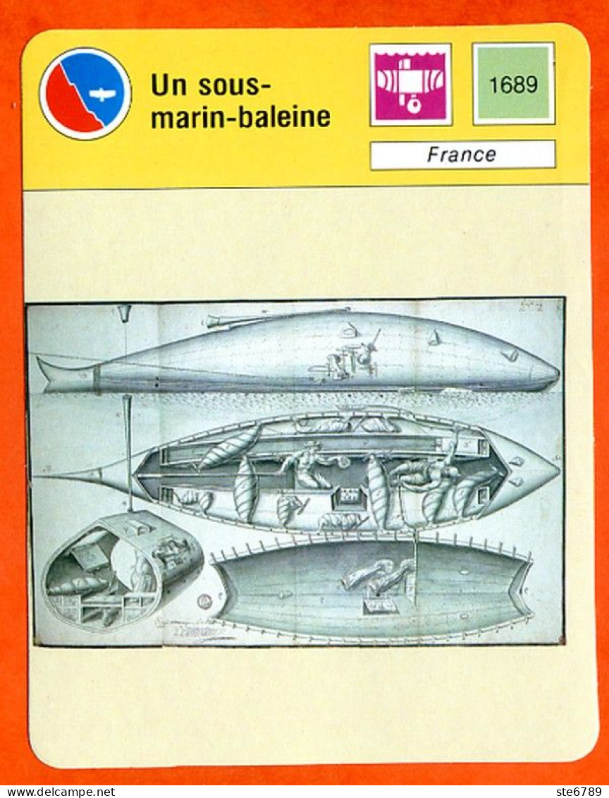 Le Sous Marin Baleine  France Plongée Fiche Illustrée Cousteau  N° 1036 - Barche