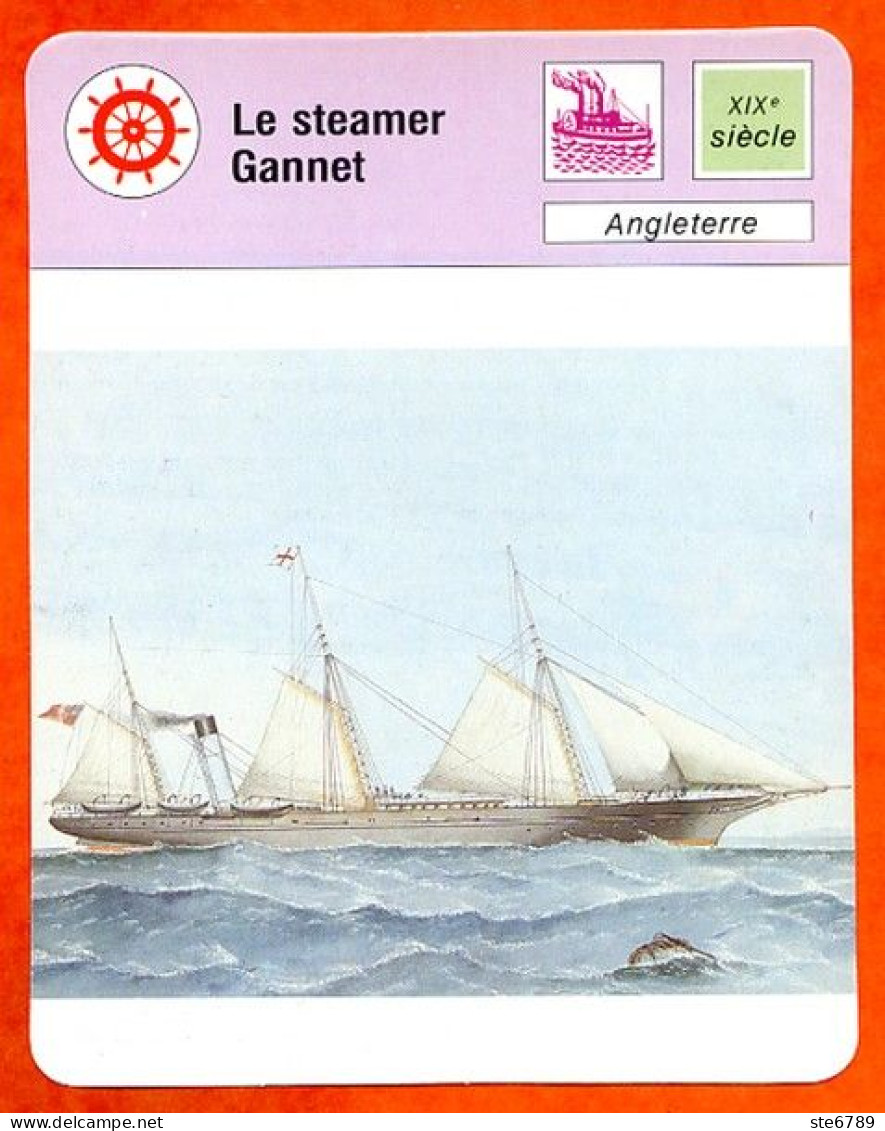 Le Steamer Gannet Angleterre  Bateau Histoire Des Bateaux Fiche Illustrée Cousteau  N° 1752 - Schiffe