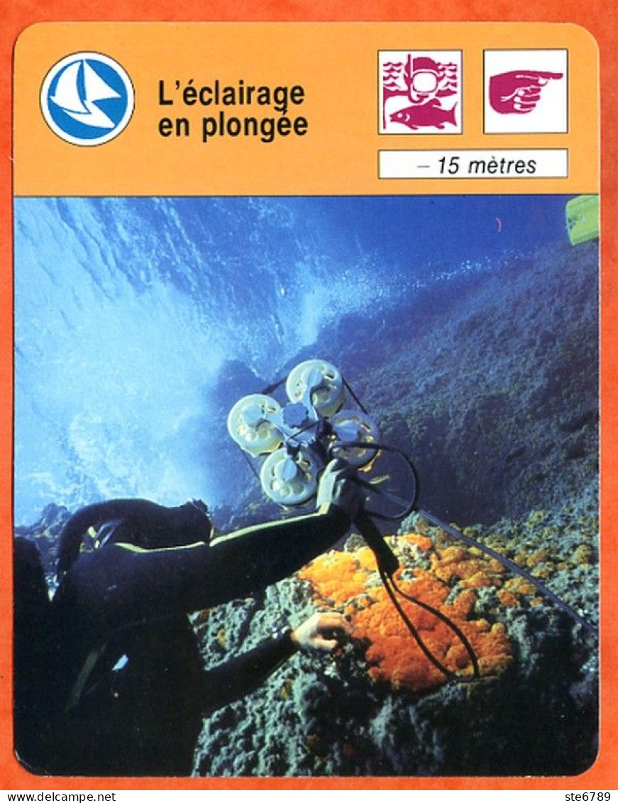 éclairage En Plongée - 15 Metres Fiche Illustrée Cousteau N° 05B02 - Sport