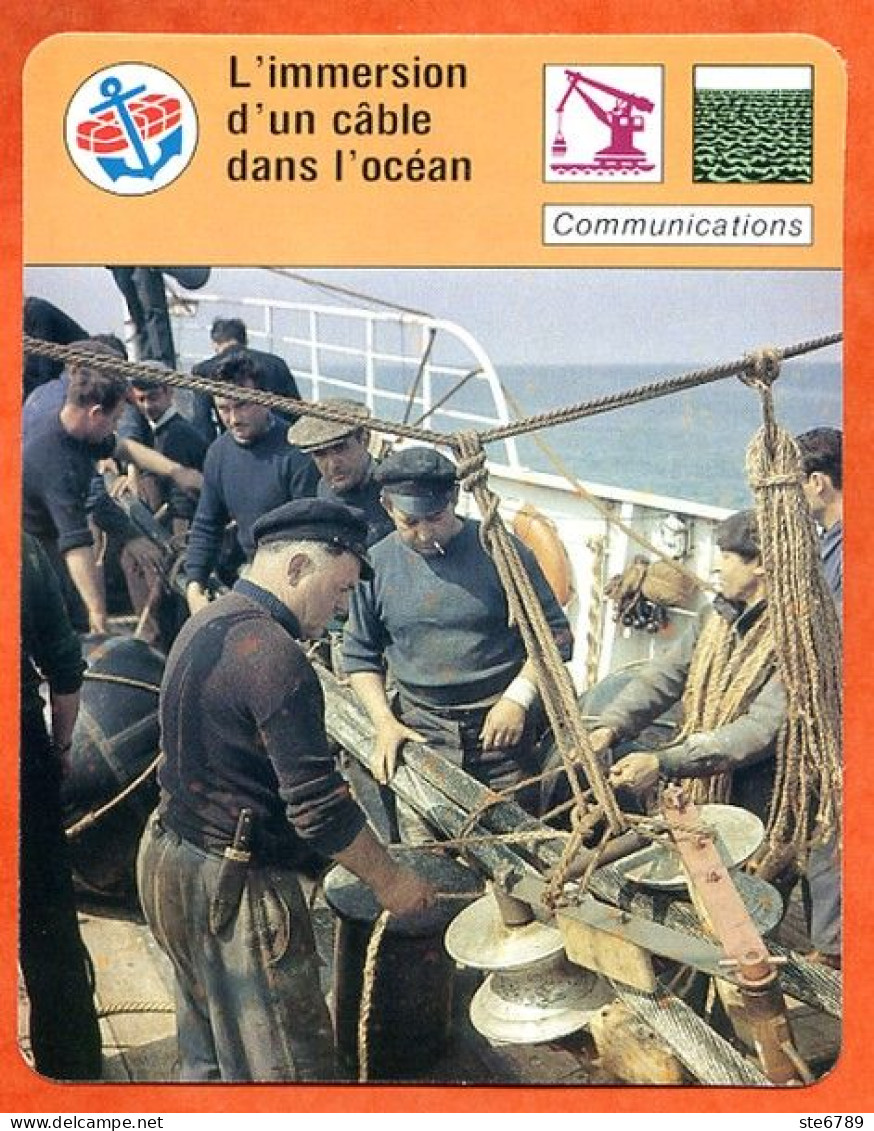 Immersion Un Cable Dans Océan Communications Fiche Illustrée Cousteau  N° 1463 - Boats