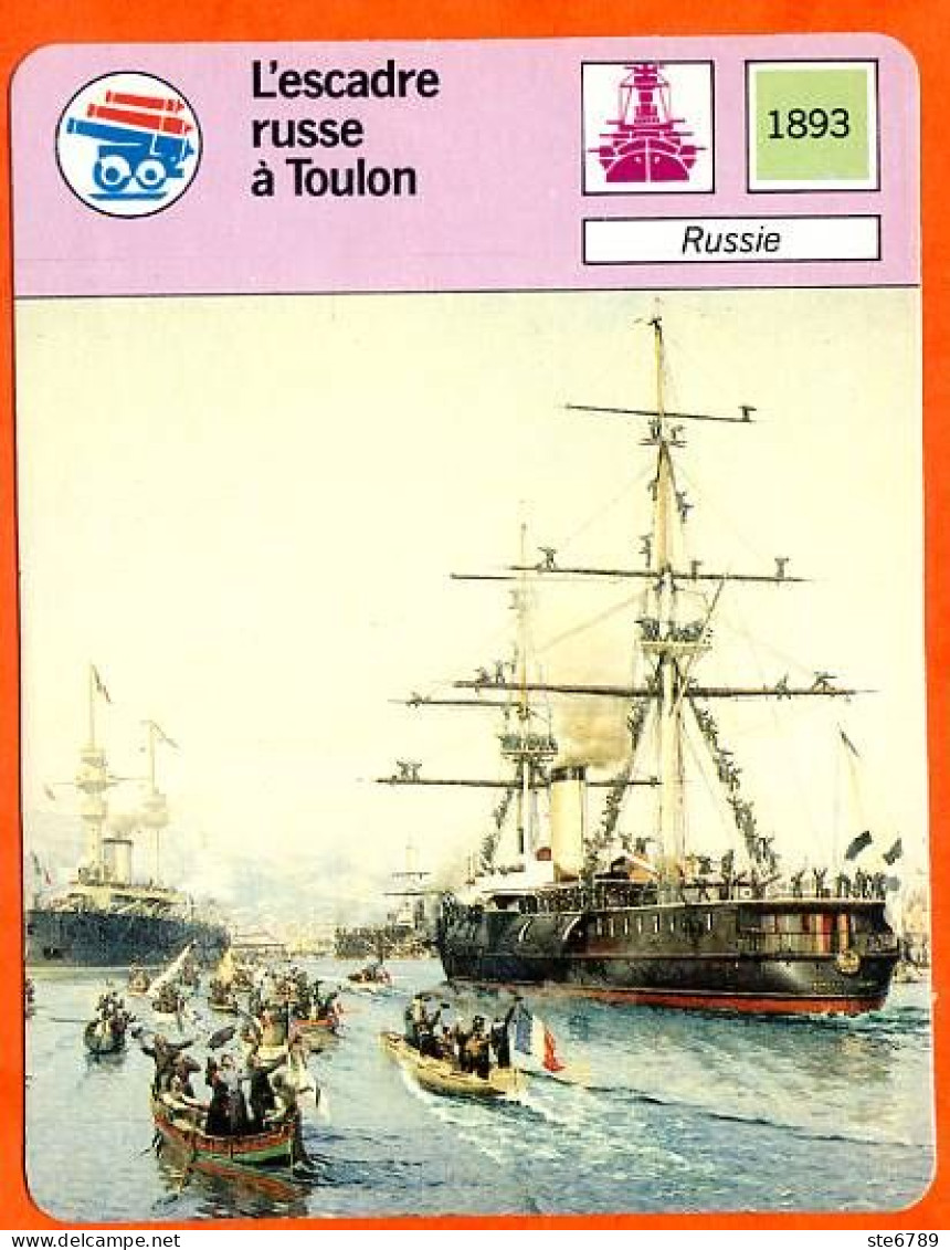 L'escadre Russe à Toulon   Bateau  Fiche Illustrée Cousteau  N° 119 - Barche