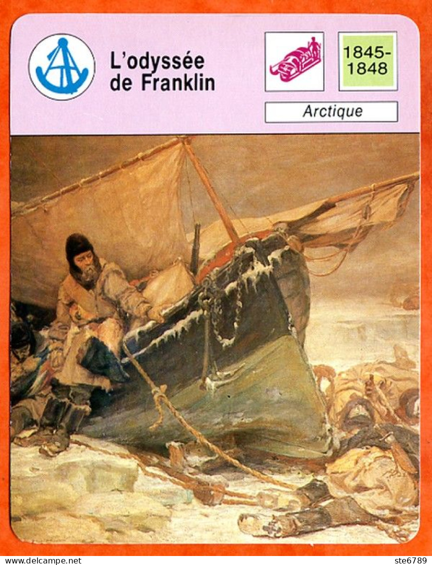 L'odyssée De Franklin Arctique  Bateau Fiche Illustrée Cousteau N° 05B21 - Barche