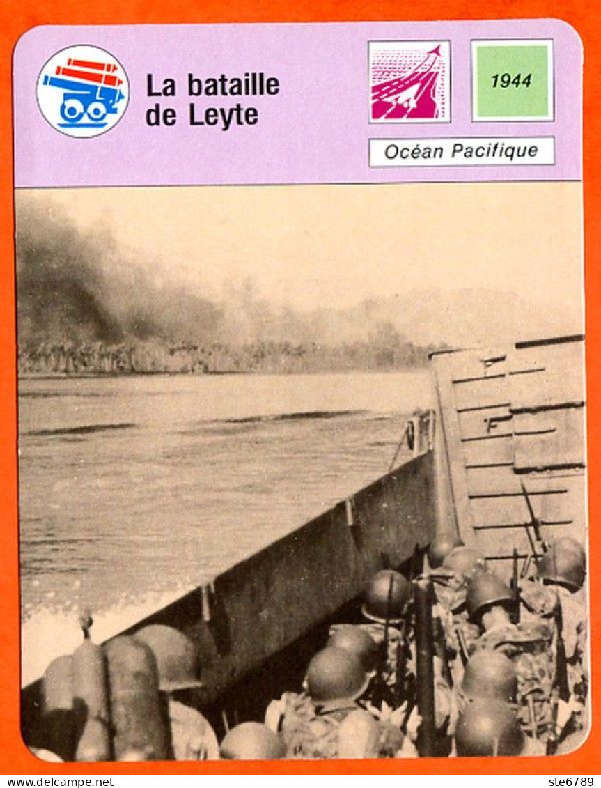 La Bataille De Leyte 1944 Océan Pacifique Fiche Illustrée Cousteau  N° 3459 - Boten