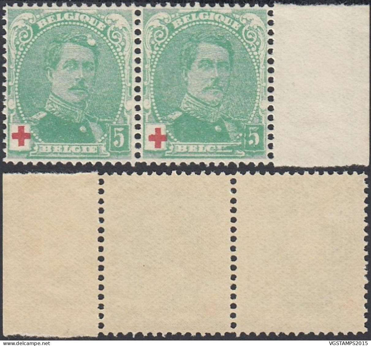 Belgique 1914 - Timbres Neufs. COB Nr.: 129 .A Paire  Dont 1 Avec Variété................... (EB) AR-02050 - 1914-1915 Red Cross