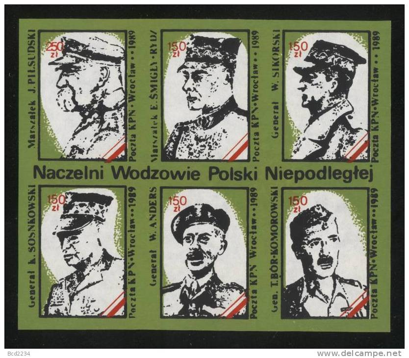 POLAND SOLIDARNOSC KPN 1989 LEADERS OF INDEPENDENT POLAND 2 SHEETLETS (SOLID 1310/0900) - Solidarnosc-Vignetten