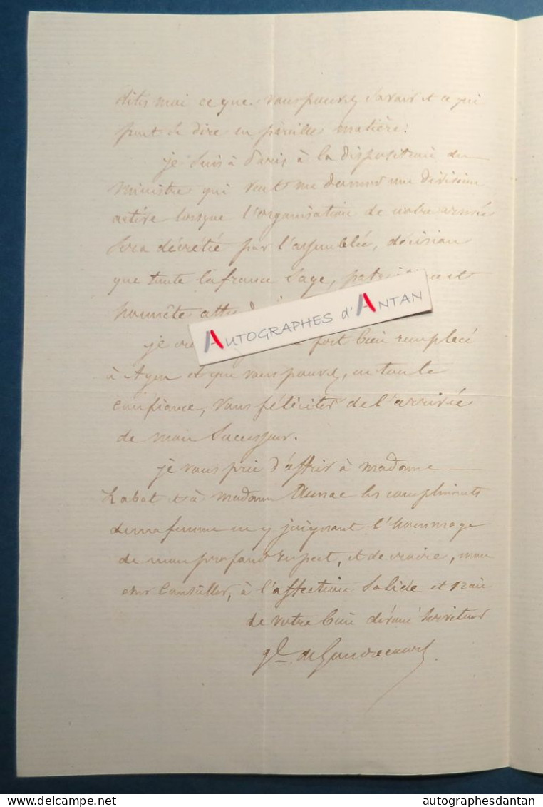 ● L.A.S 1873 Aristide De GONDRECOURT Militaire écrivain Né En Guadeloupe Lettre Autographe à M. Labat - Politicians  & Military