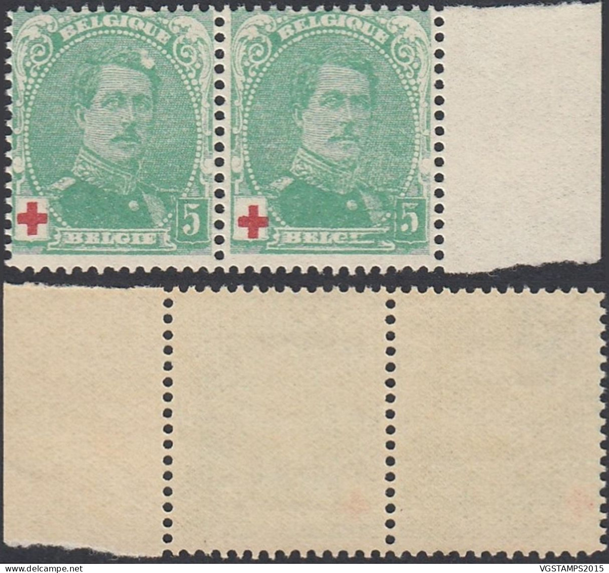 Belgique 1914 - Timbres Neufs. COB Nr.: 129 .A Paire  Dont 1 Avec Variété................... (EB) AR-02051 - 1914-1915 Croix-Rouge