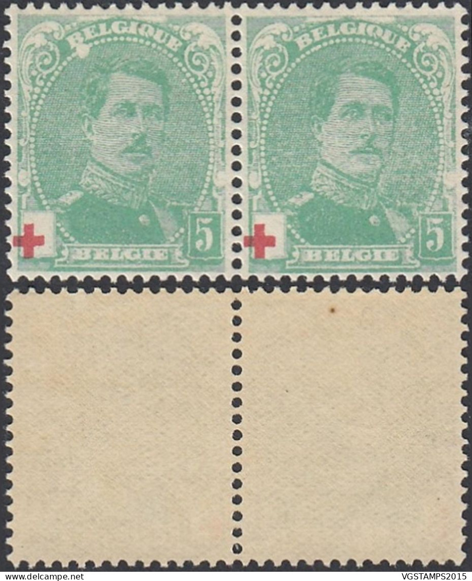 Belgique 1914 - Timbres Neufs. COB Nr.: 129 .A Paire  Dont 1 Avec Variété................... (EB) AR-02052 - 1914-1915 Croce Rossa