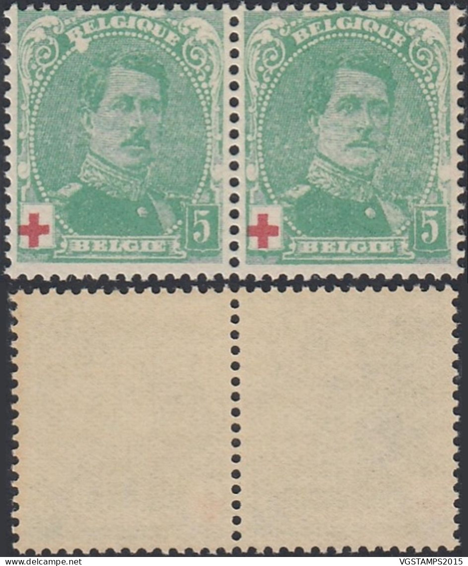 Belgique 1914 - Timbres Neufs. COB Nr.: 129 .A Paire  Dont 1 Avec Variété................... (EB) AR-02053 - 1914-1915 Rotes Kreuz