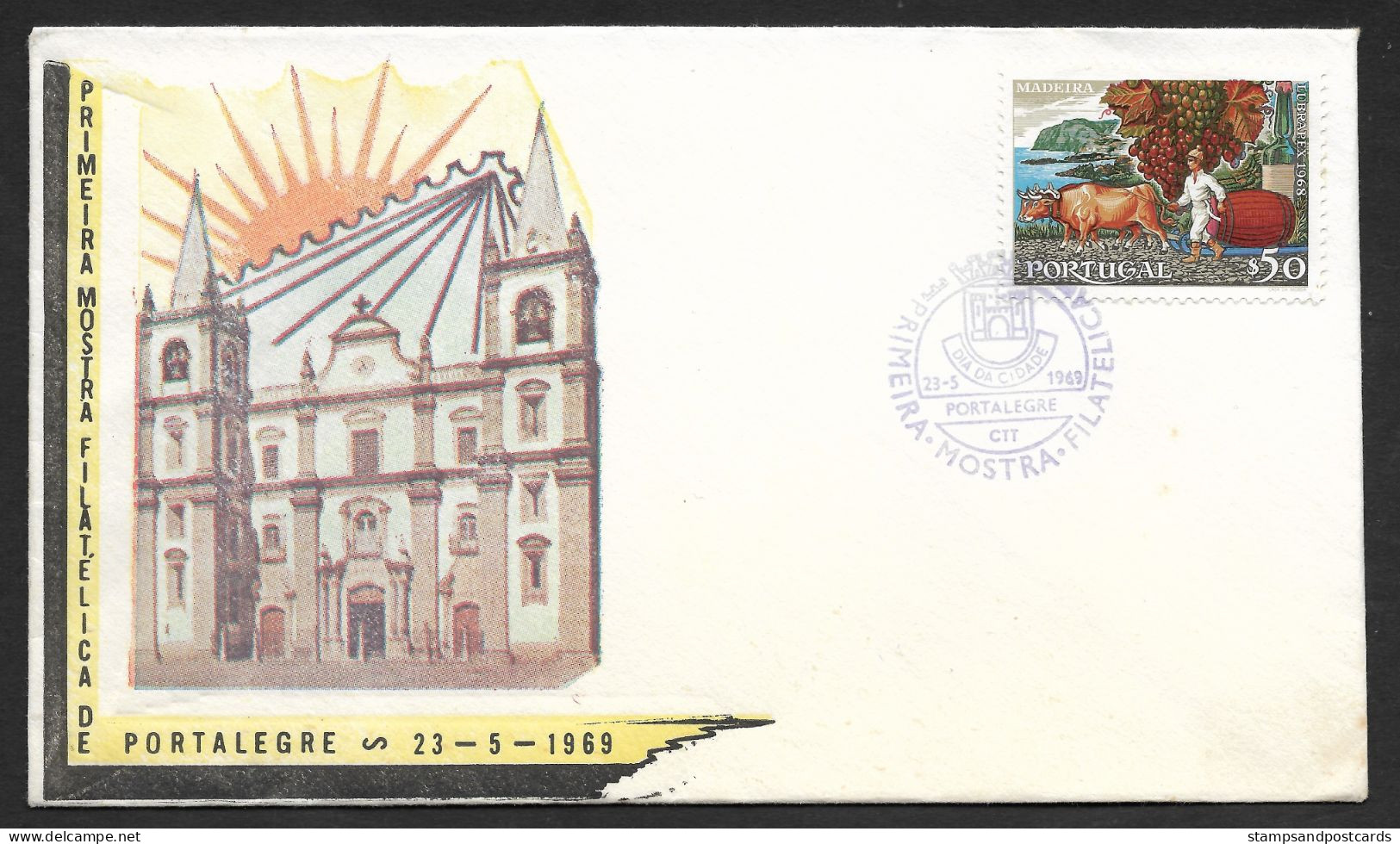 Portugal Cachet Commemoratif Expo Philatelique Portalegre 1969 Philatelic Expo Event Postmark - Annullamenti Meccanici (pubblicitari)