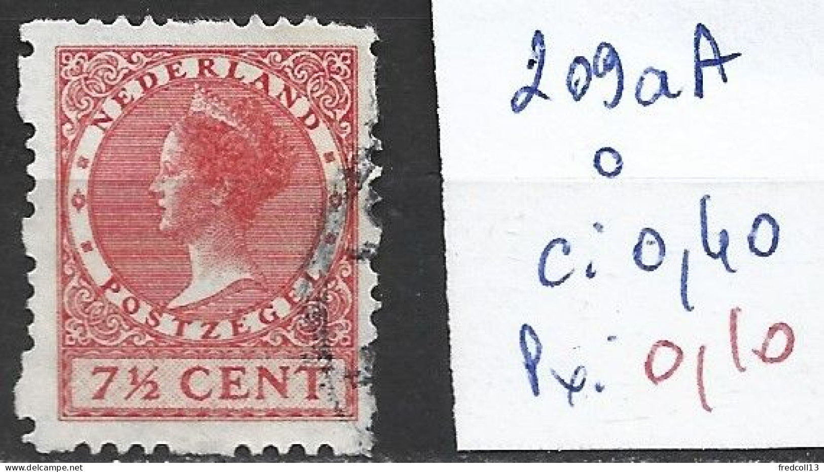 PAYS-BAS 209aA Oblitéré Côte 0.40 € - Used Stamps